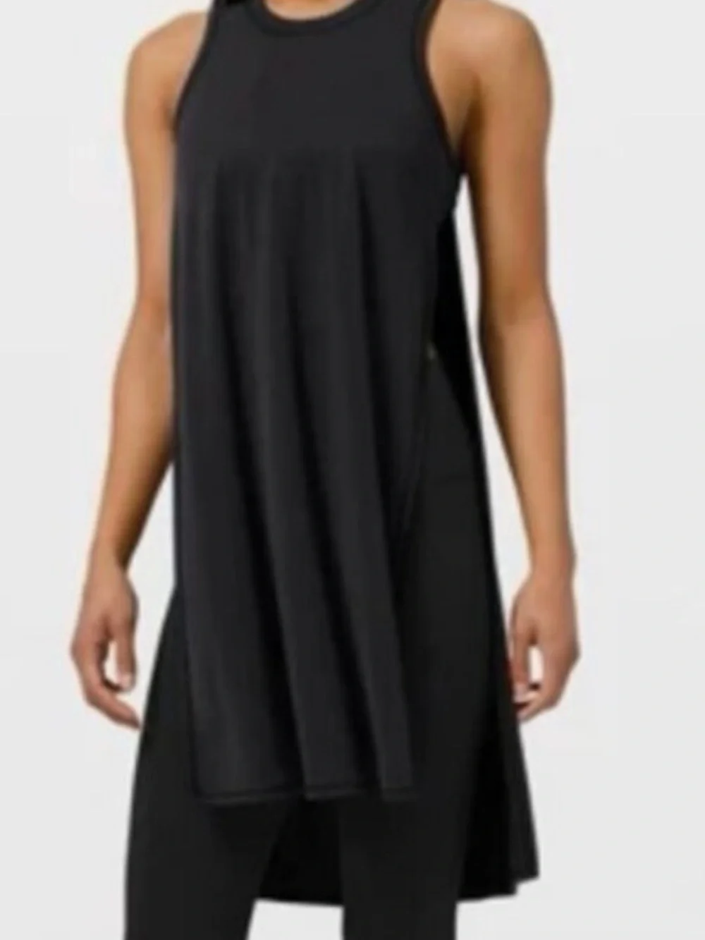 Lululemon Seek Softness Yoga Tunic Tank Medium Black Side Slit Modal EUC